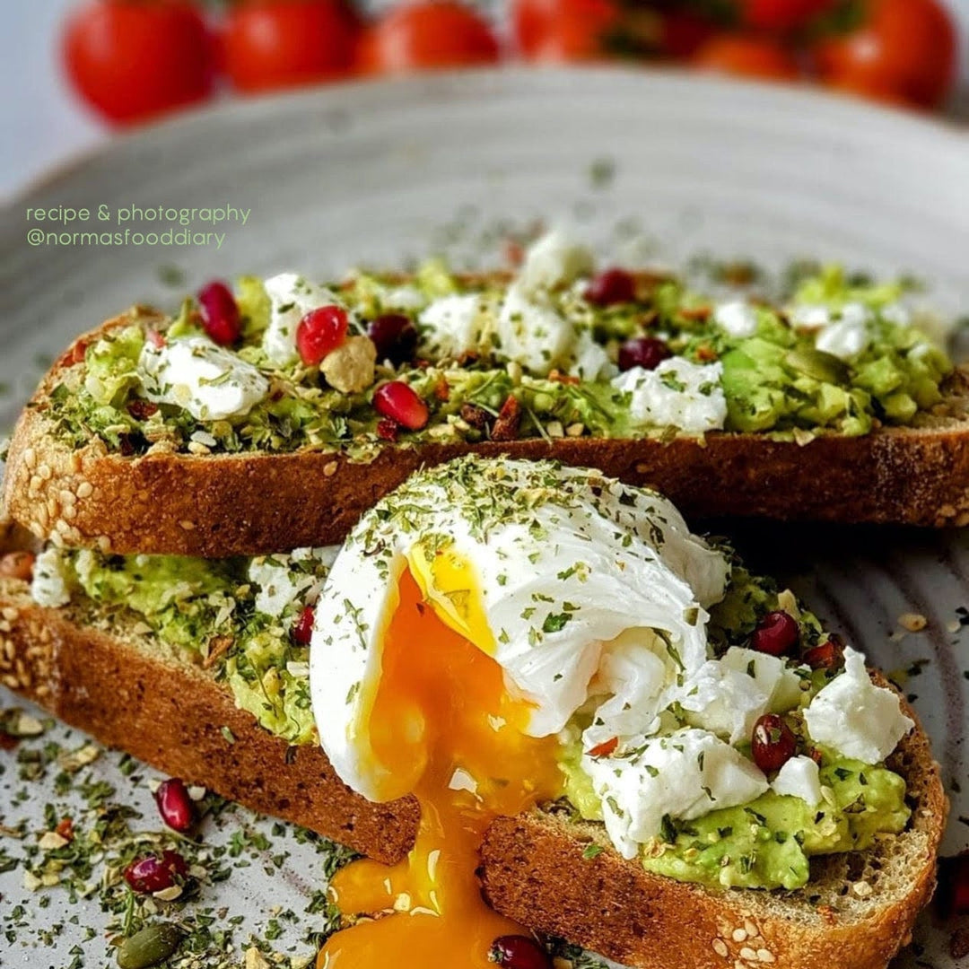 Tweed Real Food Avo Smash Dukkah poached egg on sourdough with smashed avocado guacamole