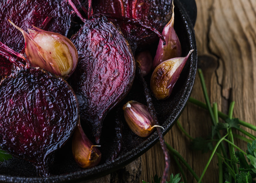 Oven Roasted Garlic And Beetroot