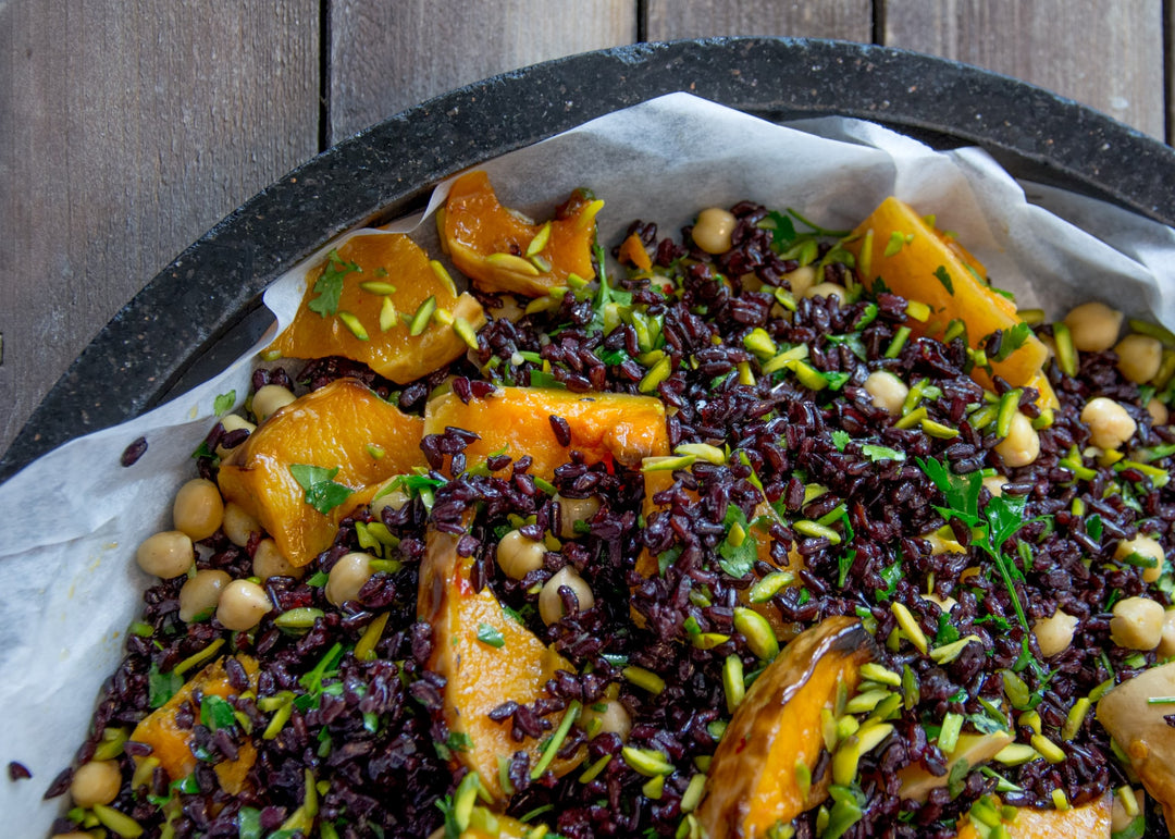 Pumpkin, Pistachio and Black Rice Salad