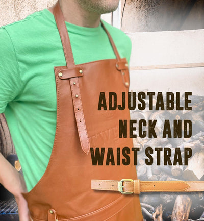 Tweed Real Food Handmade Leather Apron Australia Adjustable Neck and Waist Strap