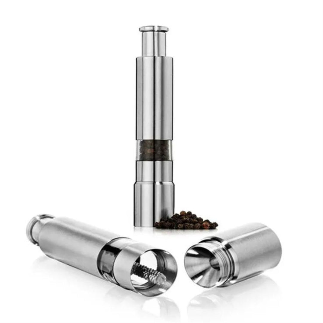 Tweed Real Food small stainless steel spice grinder showing the grinding element