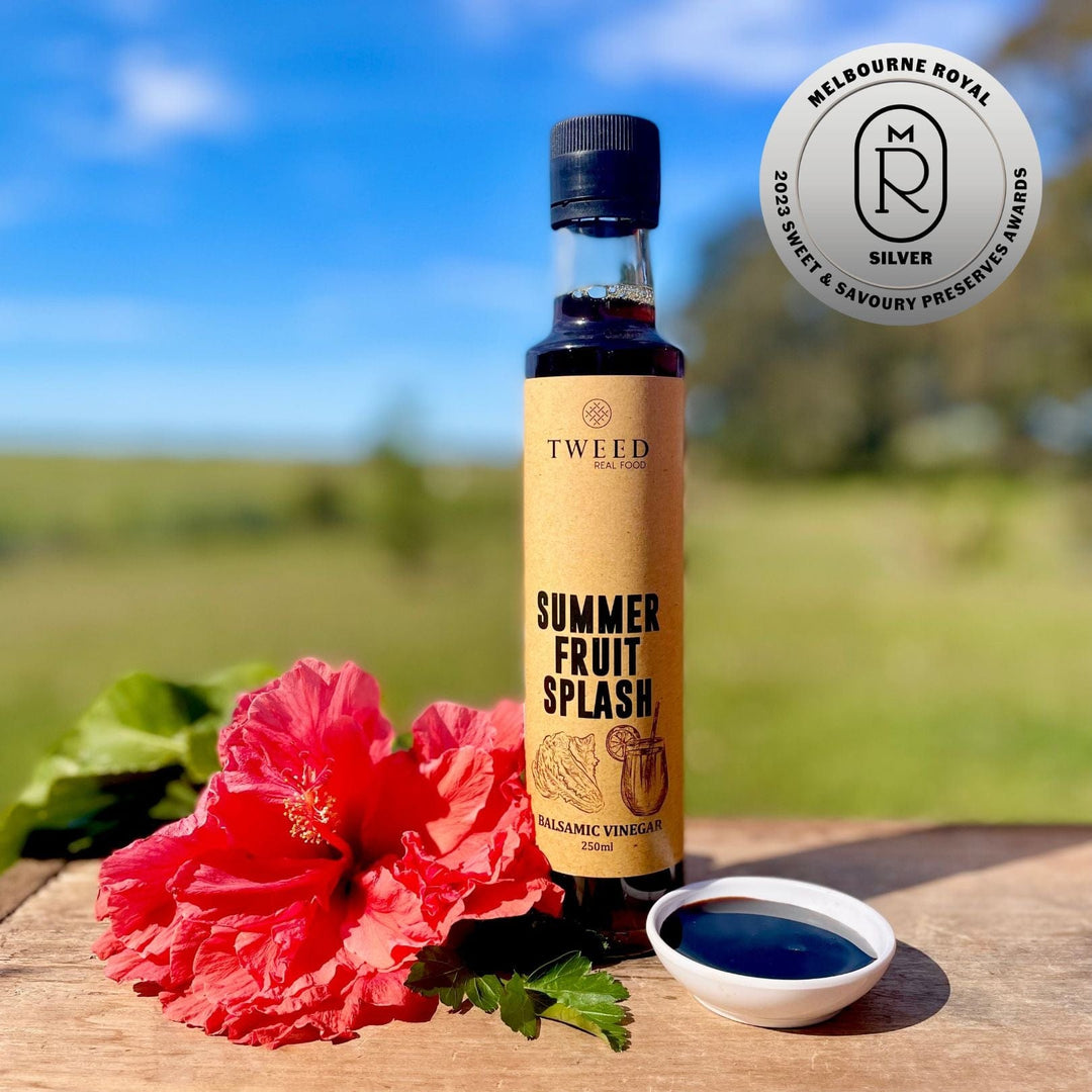 Tweed Real Food Summer Fruit Splash balsamic vinegar bottle