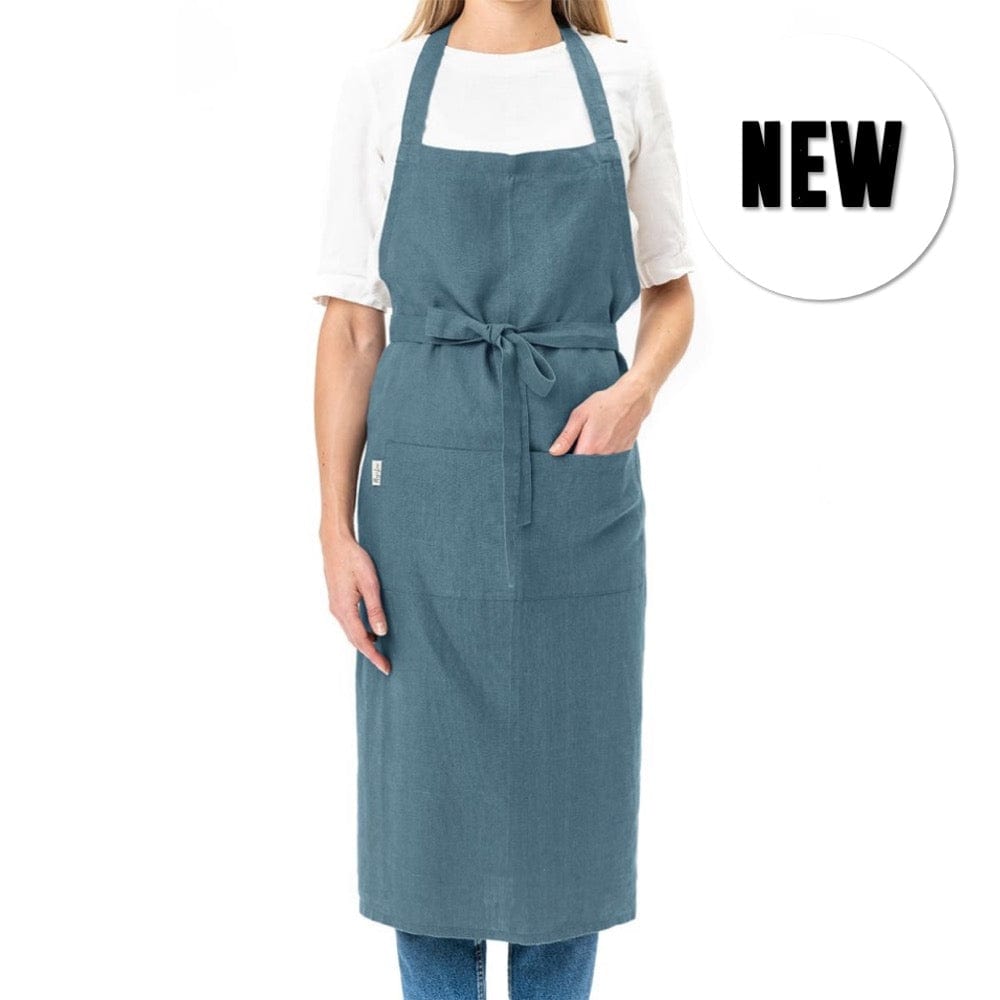 Linen Apron Adult in Gray Blue - Tweed Real Food