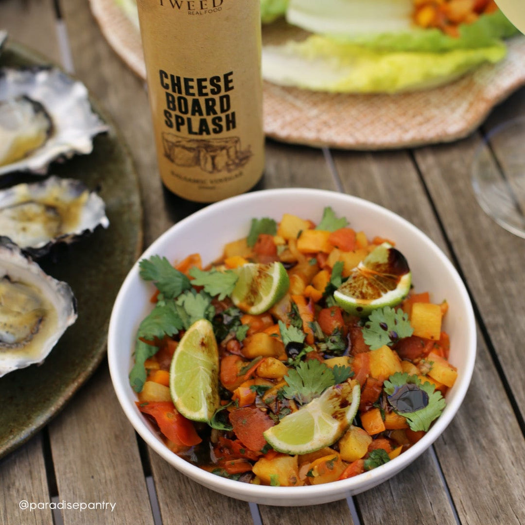 Tweed Real Food Cheeseboard Splash Balsamic Vinegar Summer BBQ Salad