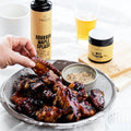 Bourbon maple sticky chicken wings made with the BBQ Deluxe Gift Hamper