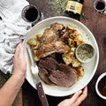 Sunday roast lamb with crispy potatoes made with the Coach Thank You Gift Hamper