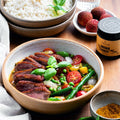 Lychee duck breast curry made with Tweed Real Food Durban Earth Curry Rub