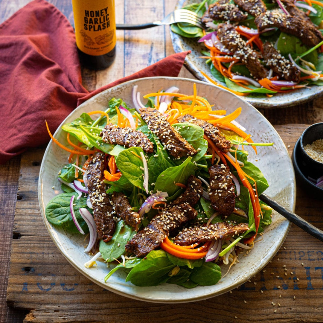 Beef salad with Tweed Real Food Honey Garlic Splash balsamic vinegar