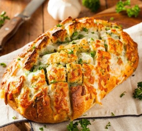 Cheesy garlic bread made with Tweed Real Food Viva Italia Italian herb seasoning