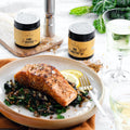 Salmon on lentil salad with Tweed Real Food Lime Pepper Grinder Salt