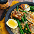 Warm vegetable salad with Tweed Real Food Mediterranean Maca n&