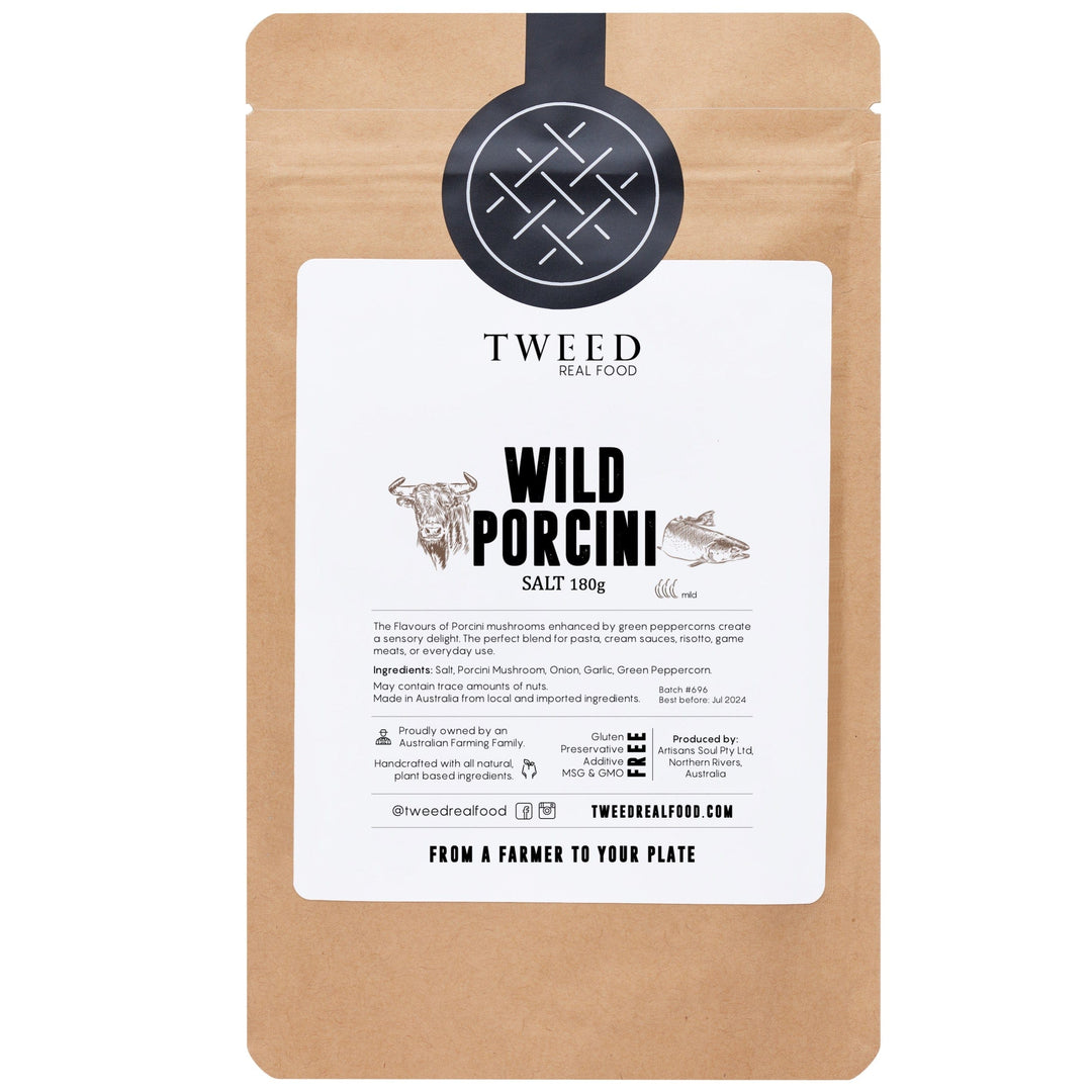Tweed Real Food Wild Porcini mushroom salt 180g bulk refill satchel