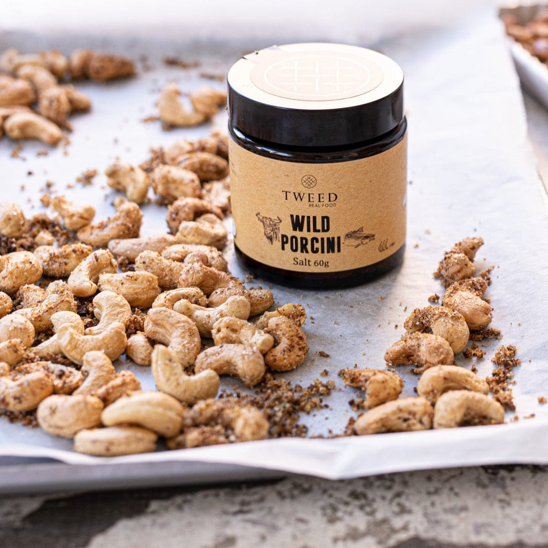 Salted cashew nuts made with Tweed Real Food Wild Porcini Salt