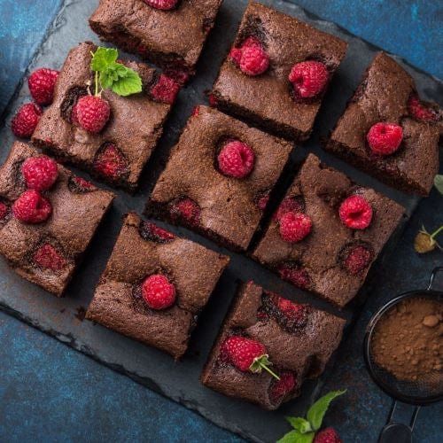 Raspberry brownies made with Tweed Real Food Wild Raspberry Splash balsamic vinegar