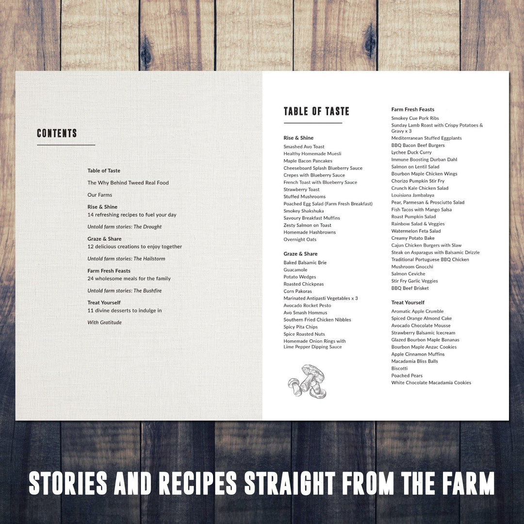 Contents and Table of Taste from There Is a Story Behind Every Meal recipe book